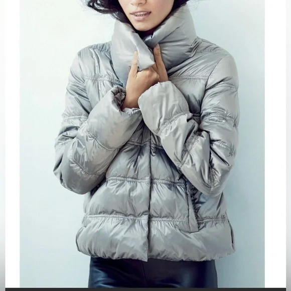 Hooded Coat Eileen Fisher Funnel Neck Puffer Coat Eggshell